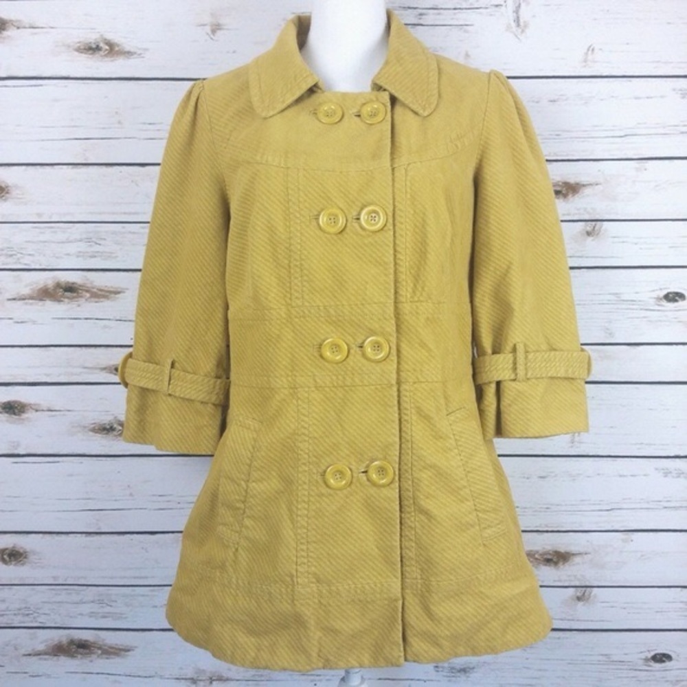 anthropologie | elevenses yellow pea coat
